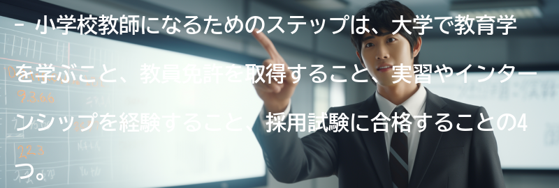 小学校教師になるためのステップの要点まとめ