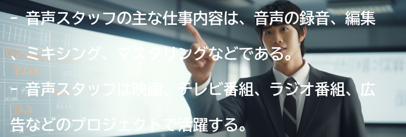 音声スタッフの主な仕事内容の要点まとめ