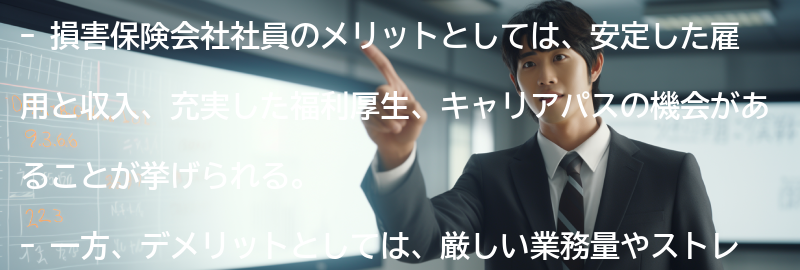 損害保険会社社員のメリットとデメリットの要点まとめ