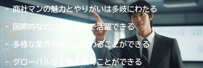 商社マンの魅力とやりがいの要点まとめ