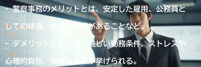 警察事務のメリットとデメリットの要点まとめ