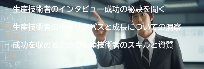 生産技術者のインタビュー：成功の秘訣を聞くの要点まとめ