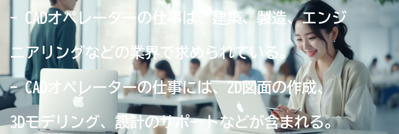 CADオペレーターの仕事の種類と業界の要点まとめ