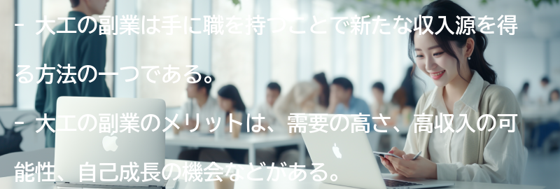 大工の副業としてのメリットとデメリットの要点まとめ