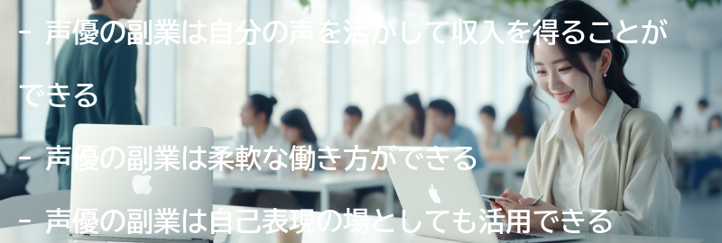 声優の副業としてのメリットの要点まとめ